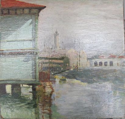 null Michel STURLA (1864-1936)
Vue du port d'Alger
Huile sur carton