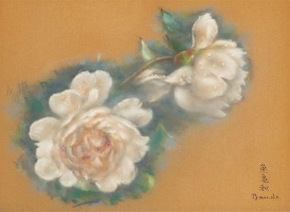null Tamatsu BANDO (1895-1973)
Fleurs de pivoines
Pastel sur papier, signé en bas...