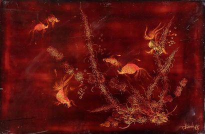 null Thanh Lê NGUYEN (1919-2003)
Les poissons
Laque polychrome sur bois, signé en...