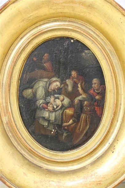 null Ecole Flamande fin XVIIe siècle
La nativité
Huile sur bois ovale
14 x 11 cm
(manque...