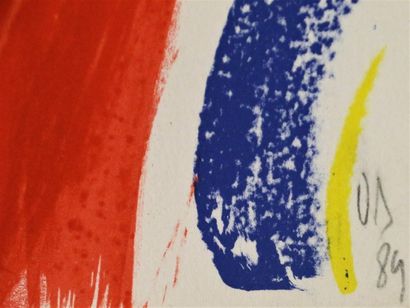 null Olivier DEBRE (1920-1999) 
Abstraction
Lithographie en couleur monogrammée,...