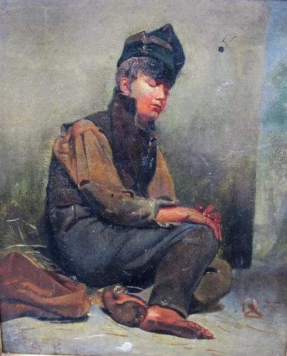 null École française du XIXe siècle
Petit soldat
Huile sur papier marouflé sur toile
27...