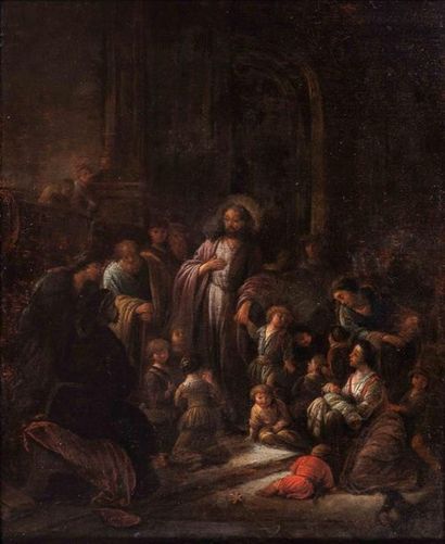 null Jacob Jacobsz DE WET (1640-1697)
Laissez venir à moi ces petits enfants
Huile...