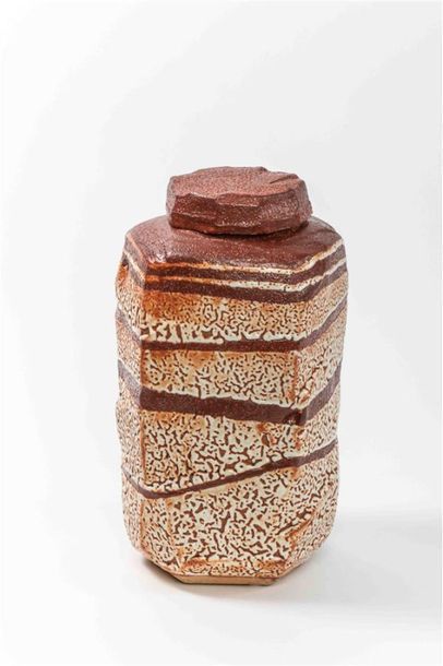 null GEOFFROY Pascal (né en 1951)
Grand vase couvert en grès shino de forme hexagonale...
