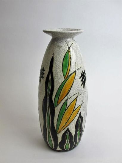 null BOCH FRÈRES LA LOUVIÈRE
Important vase à large col évasé en céramique à décor...