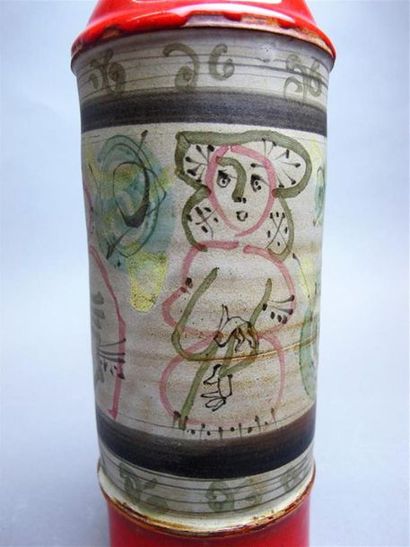 null PORTANIER Gilbert (né en 1926) & VALLAURIS
Vase cylindrique à col évasé en céramique...