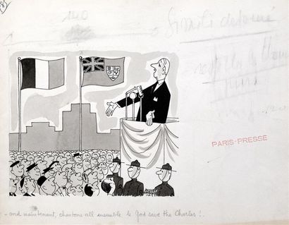 null " And maintenant, chantons all ensemble le God save the Charles !", 1960.
Dessin...