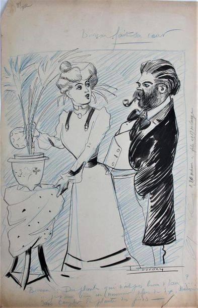 null Maurice LOURDEY (1860-1934)
Cinq dessins grands dessins à la plume et encre...