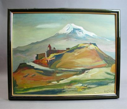 null École moderne arménienne du XXe siècle
Le mont Ararat.
Huile sur panneau, signée...