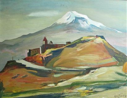 null École moderne arménienne du XXe siècle
Le mont Ararat.
Huile sur panneau, signée...
