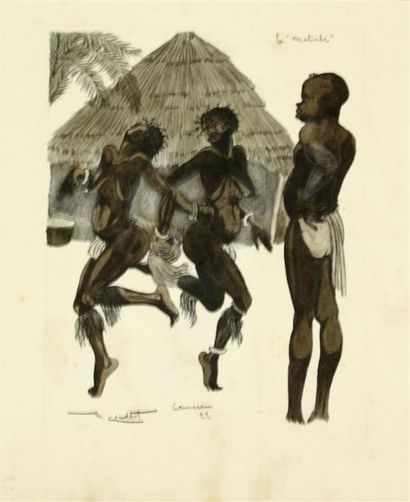 null Marcellin COUDERT (1898-1978)
la "Malinba".
Camerounais dansant, aquarelle sur...