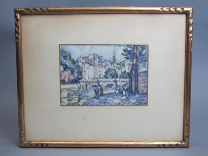 null Clarence Montfort GIHON (1871-1929)
L'ile de la cité
Dessin aquarellé sur papier...