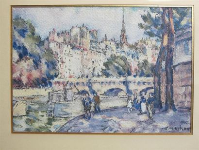 null Clarence Montfort GIHON (1871-1929)
L'ile de la cité
Dessin aquarellé sur papier...