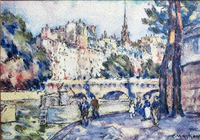 null Clarence Montfort GIHON (1871-1929)
L'ile de la cité
Dessin aquarellé sur papier...