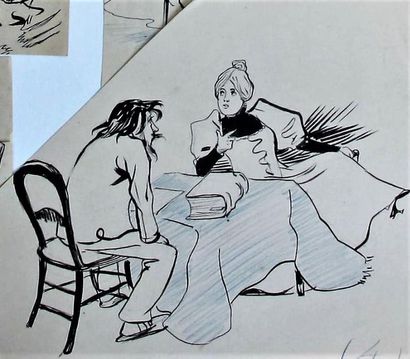 null Maurice LOURDEY (1860-1934)
Dix dessins à la plume et encre de chine, fusain...