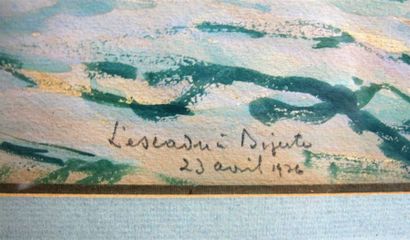 null LACHEVRE Bernard (1885-1950)
L'escadrille à Bizerte
Gouache sur papier, datée...