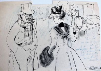 null Maurice LOURDEY (1860-1934)
Six dessins à la plume et encre de chine, fusain...