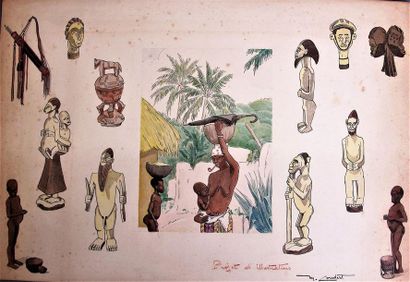 null Marcellin COUDERT (1898-1978)
Projet d'illustrations figurant une femme avec...