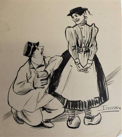 null Maurice LOURDEY (1860-1934)
Onze dessins à la plume et encre de chine, fusain...