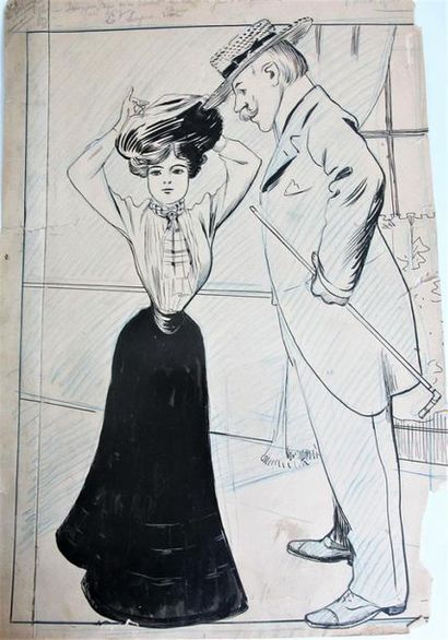 null Maurice LOURDEY (1860-1934)
Quatre grands dessins à la plume et encre de chine,...