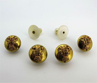 null Paire de boutons de manchette et boutons de col en or blanc 750 °/°° (18k) et...