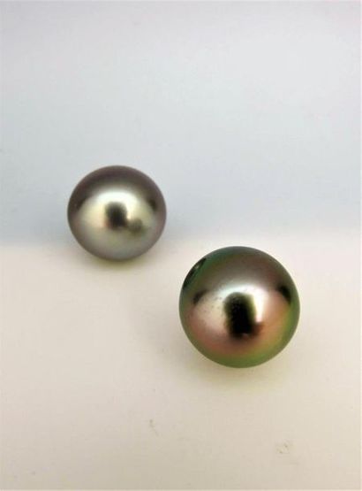 null Boucles d'oreilles en or gris 750°/°° (18k), ornées de perles de culture grise...