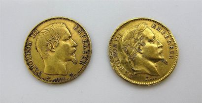 null 20 FRANCS OR
Deux monnaies Napoléon III Empereur, années 1867,1955
Poids: 12,8...
