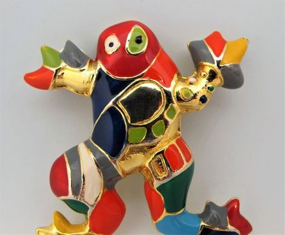 null NIKI DE SAINT PHALLE (1930-2002)
Broche grenouille en métal doré à décor polychrome...