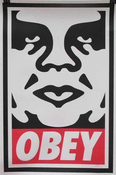 null Shepard FAIREY (1970) Icone Obey, sérigraphie signée, datée 2017.
90 x 61 c...