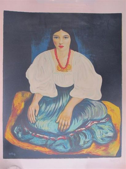 null Jean KISLING ( XXe)
Portrait de femmes. 
Quatre lithhographies en couleurs,...