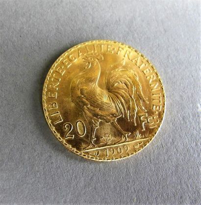 null FRANCE
Deux monnaies de 20 francs or, 1909. 
Poids total: 12,90 g