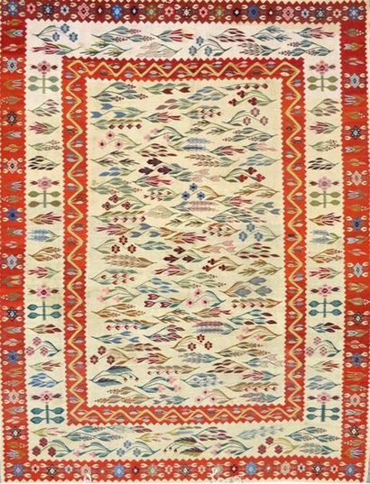 null KILIM Roumain ( Bessarabien , Europe centrale ) milieu XX e.
Tissé à l aiguille...