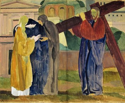 null Louis BILLOTEY (1883-1940)
Etude d'uns station du Christ pour un chemin de croix.
Huile...