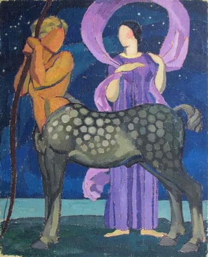 null Louis BILLOTEY (1883-1940)
Etude pour les signes du zodiaque: Sagitaire, vierge.
Huile...