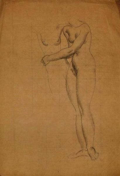 null Louis BILLOTEY (1883-1940)
- étude de nue assis. Crayon sur calque contrecollée...