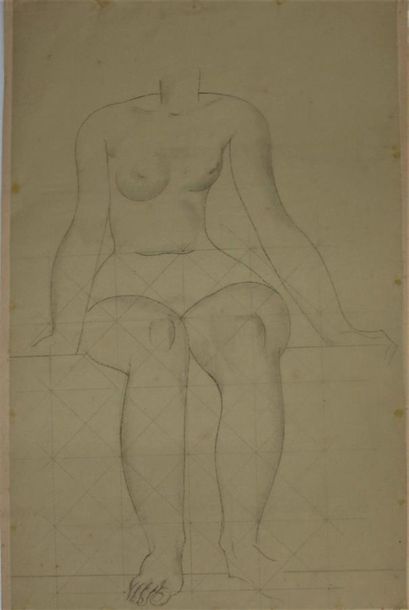 null Louis BILLOTEY (1883-1940)
- étude de nue assis. Crayon sur calque contrecollée...