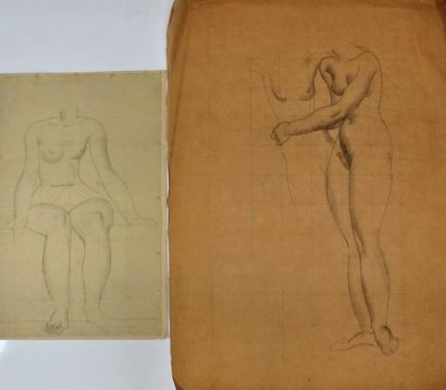 null Louis BILLOTEY (1883-1940)
- étude de nue assis. Crayon sur calque contrecollée...