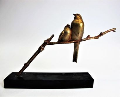 null André Vincent BECQUEREL (1893-1981)
Oiseaux branchés en bronze doré, socle en...