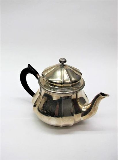 null Service à thé et café quatre pièces en argent 950°/°°, modèle à côtes, prise...