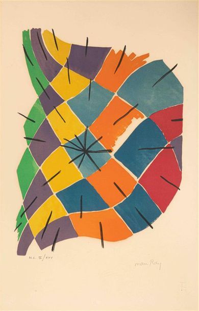 null MAN RAY (1890-1976)
Vitrail, 1968, lithographie en couleurs (légère insolation),...