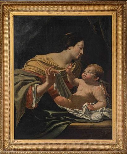 null Ecole FRANCAISE du XVIIème siècle, atelier de Simon VOUET
La Vierge au rideau...