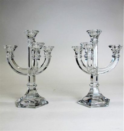 null VILLEROY & BOCH
Paire de chandeliers de table en cristal taillé à quatre bras...