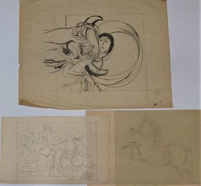 null Louis BILLOTEY (1883-1940)
- étude pour Sagitaire, verseau. Crayon sur papier....
