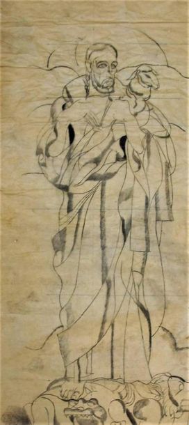 null Louis BILLOTEY (1883-1940)
- étude d' ange pour le Bon Pasteur Crayon sur calque....
