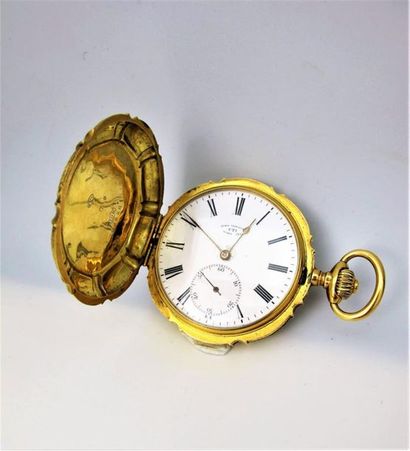 null UTI
Montre de gousset chronomètre en or jaune 750 °/°° (18k) à bords chantournés...