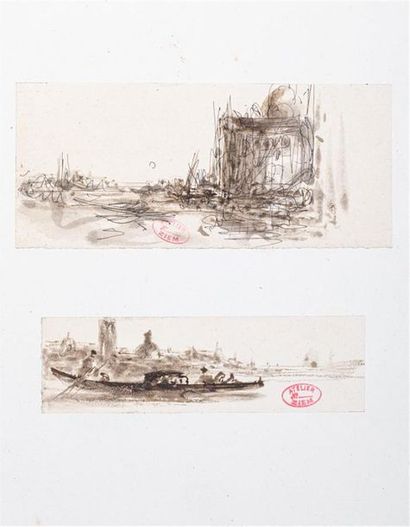 null Félix ZIEM (1821-1911)
Palais vénitien - Gondole à Venise
Dessin à la plume...
