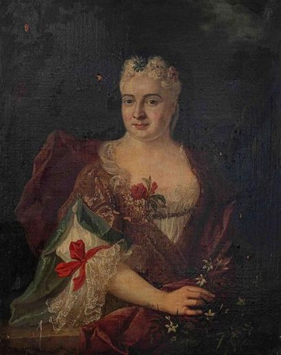 null Jean-Baptiste OUDRY (1686-1755)
Portrait présumé de Madame Desbarres
Toile
87...
