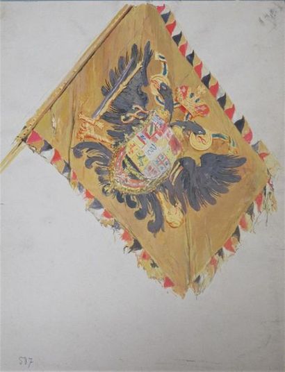 null EDOUARD DETAILLE (1848-1912)
Deux études de drapeaux. Autriche
23 x 29,5 cm...
