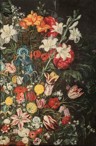 null Atelier de Jan BREUGHEL II le jeune (1601-1678)
Bouquet de fleurs ( fragment)
Huile...