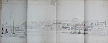 null Ecole française du XIXe siècle
Cinq panoramas, crayon plume et aquarelle 
Boulogne...